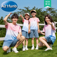 A 21 FUNB親子裝夏2025新款一家三口母女母子t恤套裝四口夏季洋氣高端家庭 套裝【吊染T恤+牛仔褲中褲】 170 媽媽L【105-115斤】