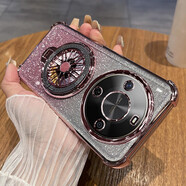 優(yōu)蕾絲 華為暢享70X活力版手機殼BRE-AL00ab保護硅膠套全包四角氣囊防摔透明軟殼5G男女新款陀螺支架外殼 暢享70X活力版【閃粉-玫瑰金】+全屏膜+陀螺支架