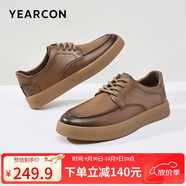 意爾康皮鞋男商務(wù)休閑鞋簡(jiǎn)約系帶英倫紳士軟底平底鞋 96835W 黃棕 40 
