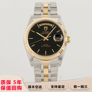 【二手99新】帝舵(TUDOR)王子與公主系列自動機械男表18K鍍金不銹鋼鑲鉆雙歷 二手男表女表 36黑盤間金M76213-0010