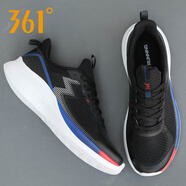361°男鞋運動(dòng)鞋男跑步鞋輕質(zhì)戶(hù)外網(wǎng)面休閑鞋子男減震耐磨旅游鞋跑鞋 曜石黑/星球藍 41