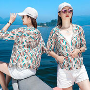 小紅書(shū)同款印花防曬服女短款2025夏新款輕薄透氣ins潮戶(hù)外度假防 紅藍英文現貨現發(fā) S S80一98斤左右