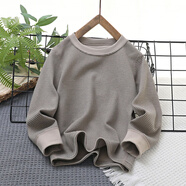 她及其他兒童時(shí)尚條紋圓領(lǐng)打底衫兒童內衣校服神器初中小學(xué)生青島外貿工廠(chǎng) 卡其 110cm