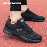 斯凱奇（Skechers）男鞋夏季運動鞋新款網(wǎng)面透氣休閑鞋戶外輕便緩沖減震跑步鞋子男 全黑色2291 41