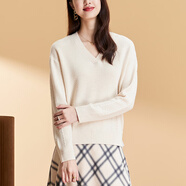 春竹【孤品清倉】100%綿羊毛秋冬加厚全新羊毛衫保暖毛衣針織衫女上衣 31005-椰奶白 XL 105CM
