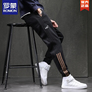 羅蒙（ROMON）褲子男秋冬季2025新款潮流寬松運動(dòng)束腳休閑加絨長(cháng)褲加厚男士休閑 9830黑色 XL