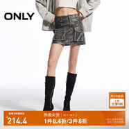 ONLY秋季時(shí)尚酷感做舊高腰PU超短裙半身裙女|12446S004 H1Z 黑色 M (165) 68A