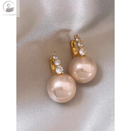 EVLUO LA18K金金珍珠耳環(huán)女感耳墜小眾輕奢 72香粉珍珠耳扣 13mm
