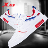 特步板鞋男鞋休閑鞋小白鞋2025冬季新款低幫男士潮流滑板鞋運動(dòng)鞋子男 白紅蘭5003 40