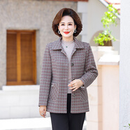 孜顏中老年女裝春裝呢外套媽媽裝春秋季新款呢子衣服50歲60老人衣服女 1838921款紫小格 3XL （建議115-130斤）