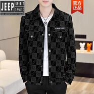 吉普（JEEP）高檔春秋男裝歐洲站外套男青年潮牌翻領(lǐng)短款?yuàn)A克秋裝上衣男士新品 95黑灰色 4XL 建議170-185斤