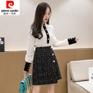 皮爾卡丹（pierre cardin）23年新款秋冬女新款小香風(fēng)不規(guī)則毛呢半身裙高腰a字裙顯瘦包臀短 黑色 4XL 145-160