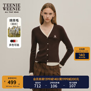 Teenie Weenie小熊女裝秋季時(shí)尚綿羊毛衣長(cháng)袖款毛針織開(kāi)衫灰色外套 棕色 S (160)