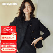 ROEYSHOUSE 羅衣知性小香風粗花呢套裝女秋冬新款外套連衣裙兩件套05570 05570黑色（外套） L