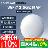 銳捷（Ruijie）WiFi7 2.5G無線吸頂ap RG-EAP272(MG) 千兆雙頻3600M 160M頻寬 企業(yè)級全屋wifi路由 酒店別墅MESH