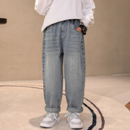 芭梵鼠大童男裝615歲哈倫褲夏季薄款牛仔褲男童夏天學(xué)生男孩12寬 120