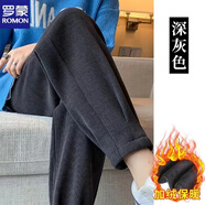 羅蒙加絨加厚哈倫褲高腰垂墜感束腳口袋燈籠褲百搭顯瘦學(xué)生保暖九分褲 加/絨加/厚灰色 XL(適合125-140斤)