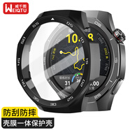 威千圖適用華為GT5pro保護殼智能手表保護套鋼化膜高清觸控靈敏全覆蓋膜殼膜一體 GT5pro-46MM 表盤(pán)-黑色