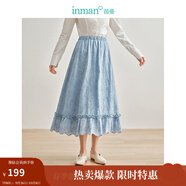 茵曼（INMAN）100%新疆棉法式重工立體繡花襯衫2025春秋女裝新款寬松顯瘦上衣 霧霾藍-18412655 M