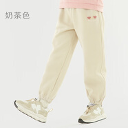 多妙屋女童褲子春秋裝兒童運(yùn)動(dòng)褲中大童衛(wèi)褲洋氣休閑褲81840奶茶色170