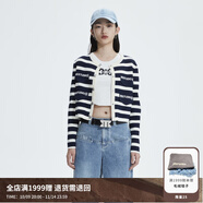 RE'VAN芮范春季新品設計師款復古粗條紋毛衣短開衫RN10106295 橫條紋 S 36