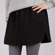 IFSONG屁簾女遮臀神器新款秋冬打底褲鯊魚(yú)褲假下擺顯瘦半身裙毛呢厚大碼 黑色磨毛呢【紐扣款】 L 85-115斤