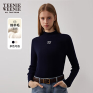 Teenie Weenie小熊女裝冬裝簡約休閑時(shí)尚中領(lǐng)毛衣貼身打底衫針織衫 藏青色 S 160
