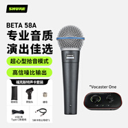 SHURE舒爾 BETA58A專(zhuān)業(yè)動(dòng)圈有線人聲麥克風(fēng)家用K歌直播舞臺(tái)演出錄音話筒+?？怂固豓ocaster One聲卡套餐