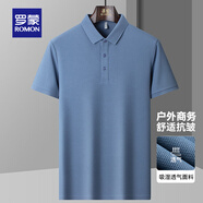 羅蒙（ROMON）送父親冰絲涼感速干短袖t恤男士夏季薄款休閑翻領(lǐng)POLO上衣爸爸裝 雅蘭 【尺碼參考詳情】 2XL 180 建議155-175斤