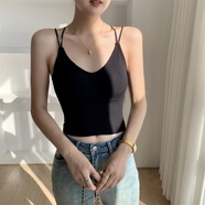 俞兆林吊帶背心女交叉美背內衣自帶胸墊露背透氣文胸罩黑色