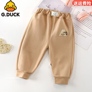 G.DUCKKIDS小黃鴨兒童加絨褲子男女童休閑運動(dòng)褲中小童奧粒絨束腳褲保暖衛褲 卡其色 加絨休閑褲 120 建議110-120cm