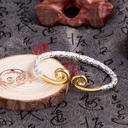 同款緊箍咒手鐲覆古男女情侶簡(jiǎn)約時(shí)尚日韓學(xué)生孫悟空如意 全花紋銀分金手鐲(+戒指)