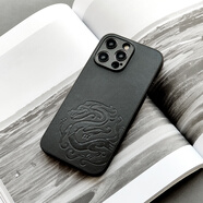 如瑋【龍騰四?！刻O果16promax手機(jī)殼iphone15真皮14max保護(hù)套防摔13龍高級(jí)感男士手機(jī)殼12全包磁吸 玄黑（不帶磁吸） iphone 15
