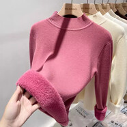 靈動(dòng)的空氣一體絨加厚半高領(lǐng)毛衣打底衫女秋冬季女裝寬松慵懶風(fēng)女士針織衫 暗紅 均碼 (建議90-130斤)