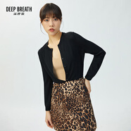 深呼吸DEEP BREATH女裝簡約百搭薄款圓領(lǐng)長袖冰絲針織開衫女A400473 黑 3XL (7碼)