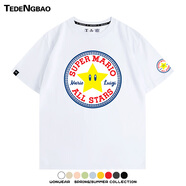 特登堡（TEDENGBAO）馬里奧兄弟超級(jí)瑪麗任天堂游戲無(wú)敵幸運(yùn)星道具印花T恤夏季男純棉 白色 S