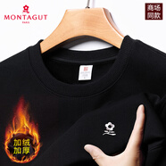 夢(mèng)特嬌（MONTAGUT）衛衣男秋冬季2024新款加絨加厚圓領(lǐng)T.恤高端品牌中青年休閑打底衫 m y910-黑色 L 110-125斤