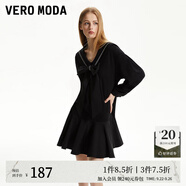 VEROMODA連衣裙秋冬學(xué)院少女海軍領(lǐng)寬松直筒短裙女減齡337D026 S59黑色 165/84A/M
