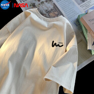 NASA MARVEL短袖T恤男2024夏季新款重磅純棉寬松短袖T恤ins潮流上衣 杏色 XL