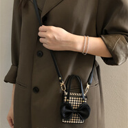 邦米碩手提包包蝴蝶結適用三星zflip5手機殼折疊屏Flip3/4可背斜挎新款華為pocket2保護套p50pockets女款 三件套·咖底千鳥(niǎo)紋+溫柔蝴蝶結+手提包包+黑皮斜挎 華為 Pocket 2