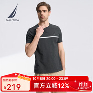 諾帝卡（NAUTICA）【商場(chǎng)同款】男裝夏季款純棉休閑親膚短袖圓領(lǐng)T恤男TO3207 深灰00E XL