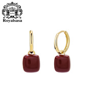 Royal sasa皇家莎莎高級感紅色耳飾女獨(dú)特圖案耳環(huán)秋冬耳釘小眾設(shè)計(jì)感耳墜 方形A款
