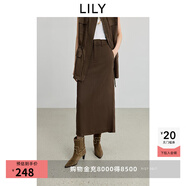 LILY2025秋新款萊賽爾亞麻復古休閑百搭通勤鉛筆裙半身裙女中長(cháng)裙 704駝咖 S