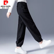 皮爾卡丹（pierre cardin）23年新款秋冬軍綠色純棉工裝褲女新款外穿女褲束腳運(yùn)動(dòng)褲休閑哈倫 黑色【春秋款】 4XL 建議175-190斤