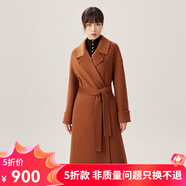哥弟真的好（GIRDEAR）女裝羊毛羊絨雙面呢子大衣外套女【附腰帶】A400820 磚紅 M (3碼)