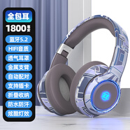 HKMW【柏林之聲】電競(jìng)藍(lán)牙耳機(jī)頭戴式高顏值可插卡折疊重低音有線無線通用游戲耳麥 灰【藍(lán)牙5.2芯片 單色燈效】 套餐三