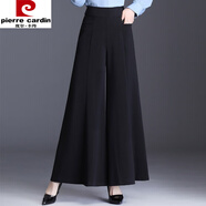 皮爾卡丹（pierre cardin）2024年新款闊腿褲女秋冬高腰垂感喇叭寬松裙褲大腳黑色顯瘦長(zhǎng)褲裙 黑色 M