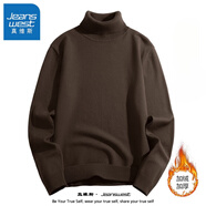 真維斯（Jeanswest）高領(lǐng)毛衣男秋冬季情侶加絨保暖長(zhǎng)袖打底衫男士簡(jiǎn)約百搭男裝 GY923 咖啡(加絨) XL【建議130-150斤】