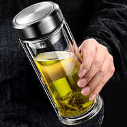 摔不爛的玻璃杯摔不爛鋼化玻璃杯500ml耐摔高溫硼硅雙層玻璃杯保 鋼本色杯套 650ml 1只