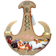 馬奶酒 內(nèi)蒙古特產(chǎn)奶酒38度500ml 蒙古皮囊奶酒悶倒驢蒙古皮囊酒 八駿毛皮真羊角2瓶[無禮品]